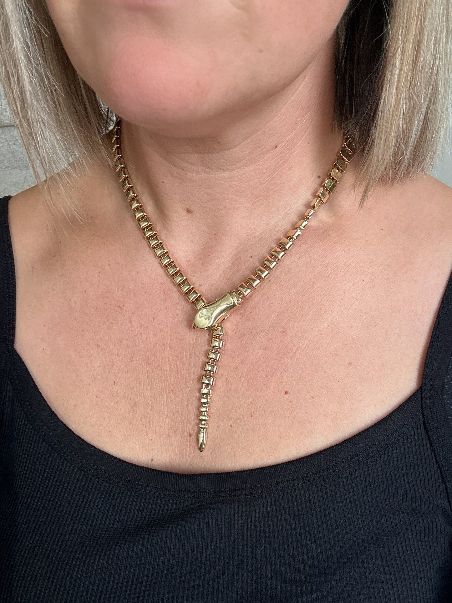 Y Snake Gold Necklace