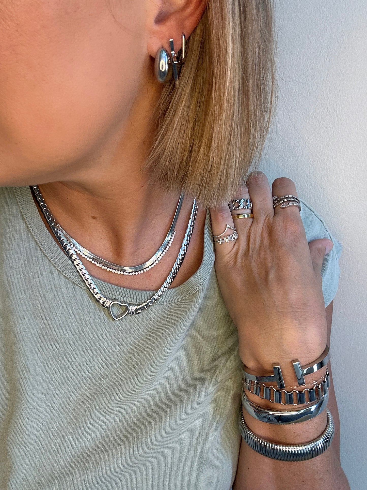 Herringbone Bling Silver