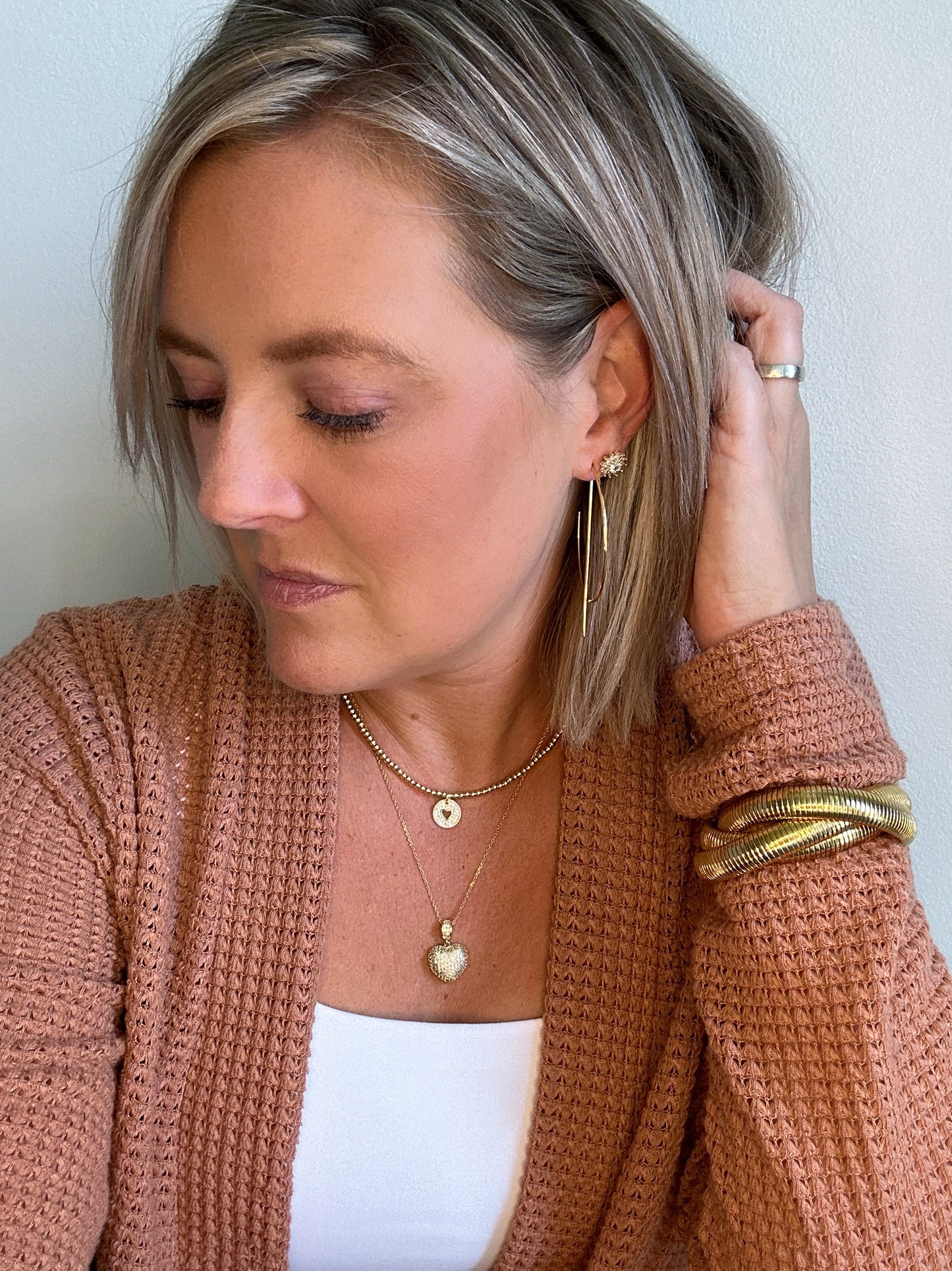 Bar Hoop Gold Earrings