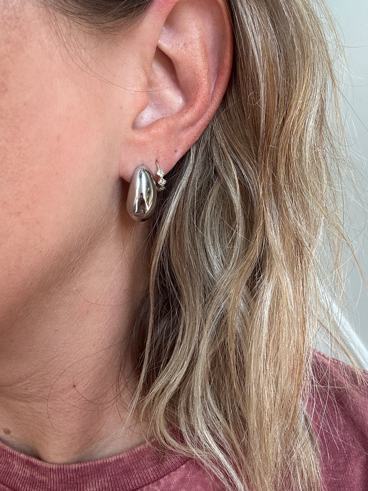 Silver Teardrop Hoops