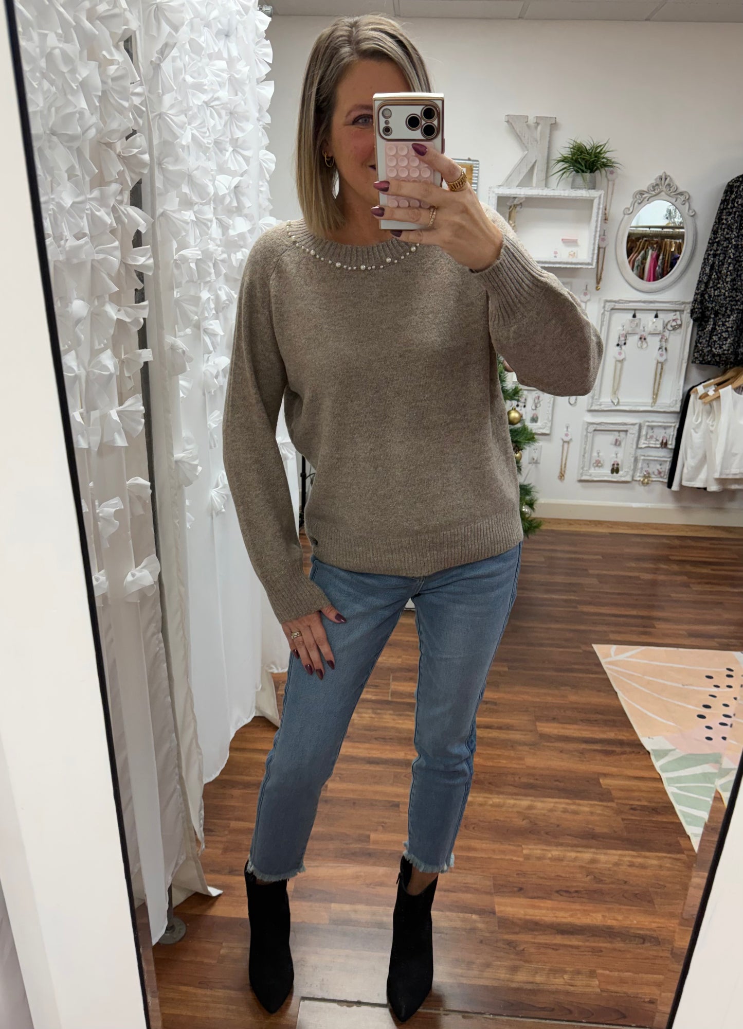Pearl Neck Sweater FINAL SALE ITEM
