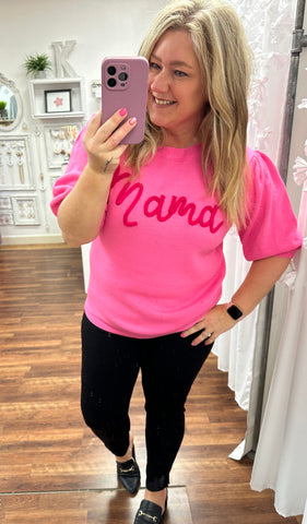 Mama Pop Up Letter Sweater Top