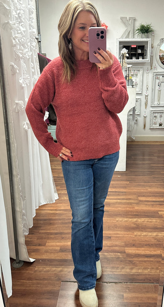 Berry Bliss Ribbed Sweater