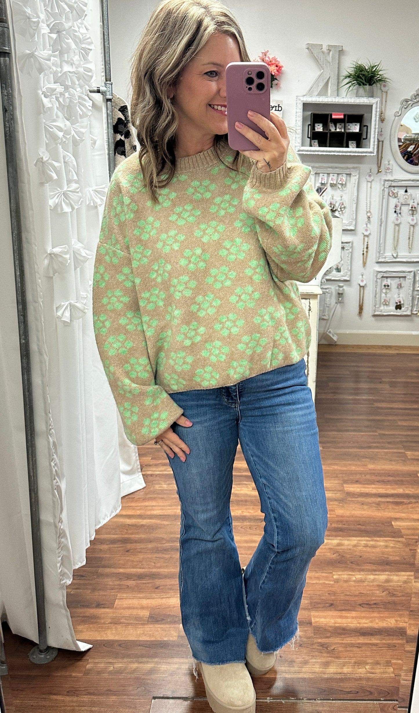Khaki Bloom Sweater