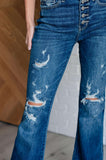 Gabriella Mid Rise Distressed Button Fly Flare (ONLINE EXCLUSIVE)