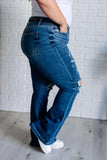 Gabriella Mid Rise Distressed Button Fly Flare (ONLINE EXCLUSIVE)
