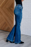 Gabriella Mid Rise Distressed Button Fly Flare (ONLINE EXCLUSIVE)