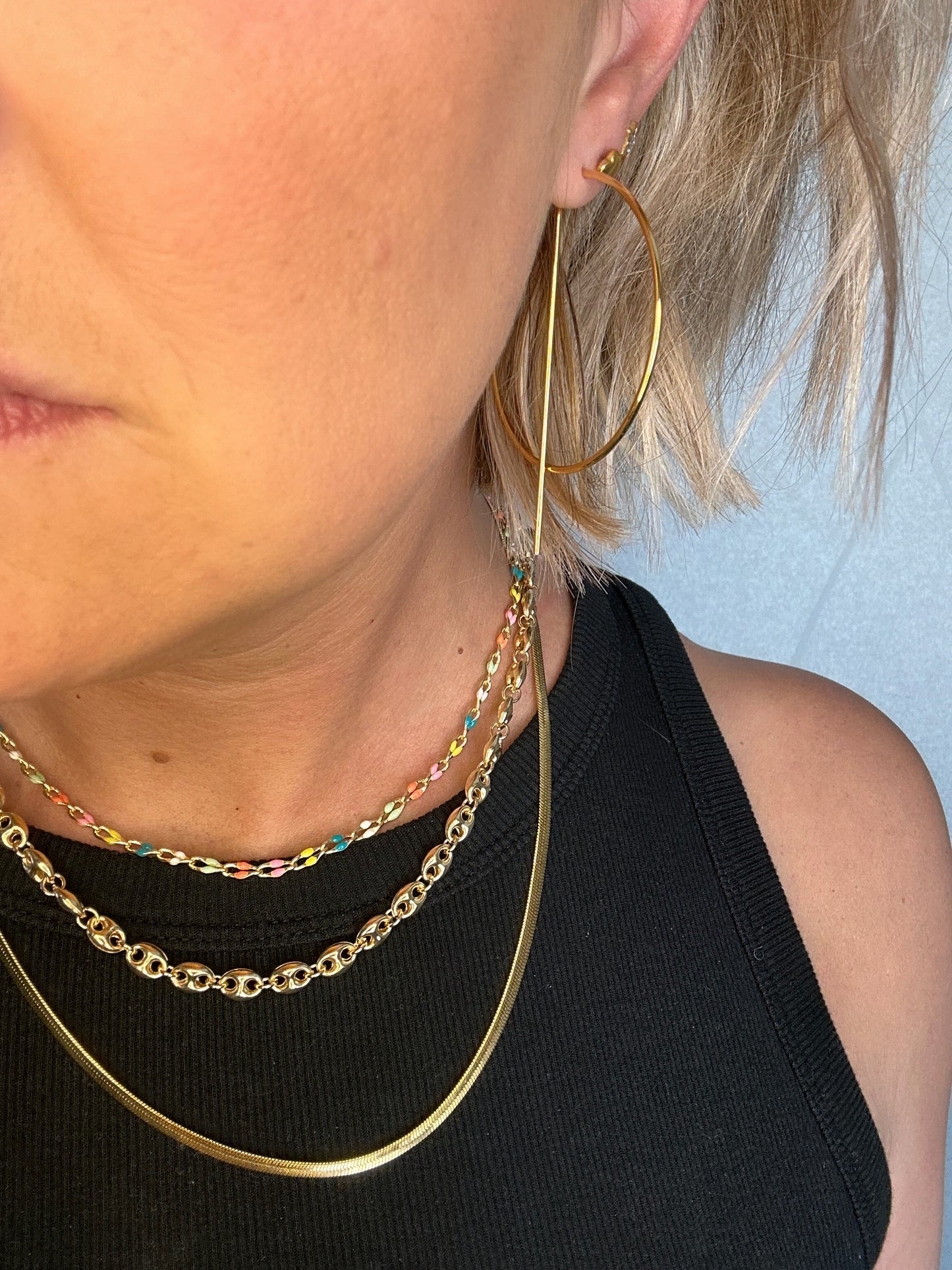 Bar Hoop Gold Earrings