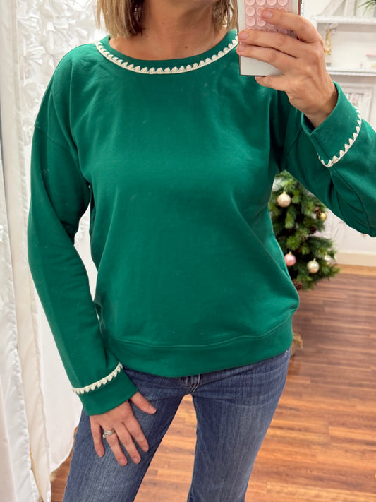 Green Stitched Sweatshirt