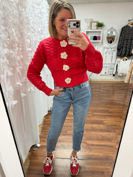 Flower Button Sweater