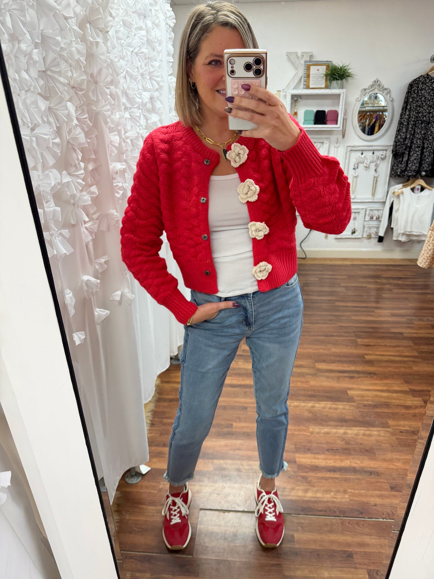 Flower Button Sweater