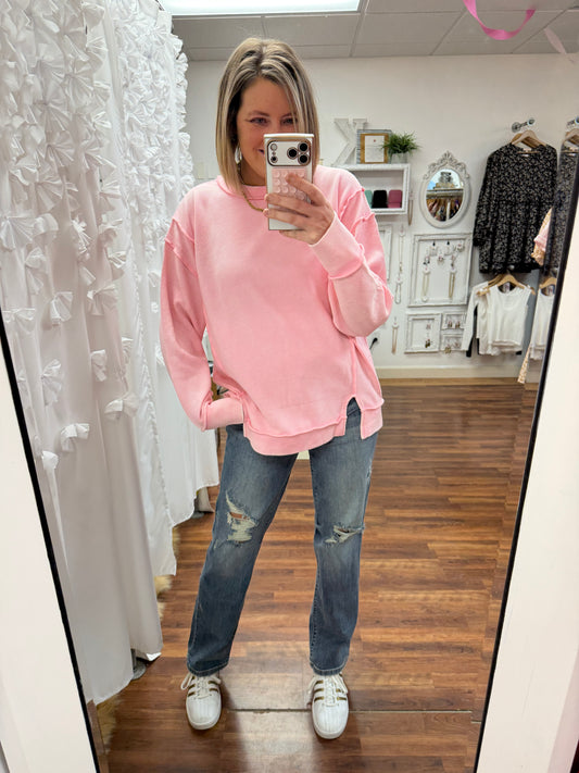 Pink Acid Wash Pullover