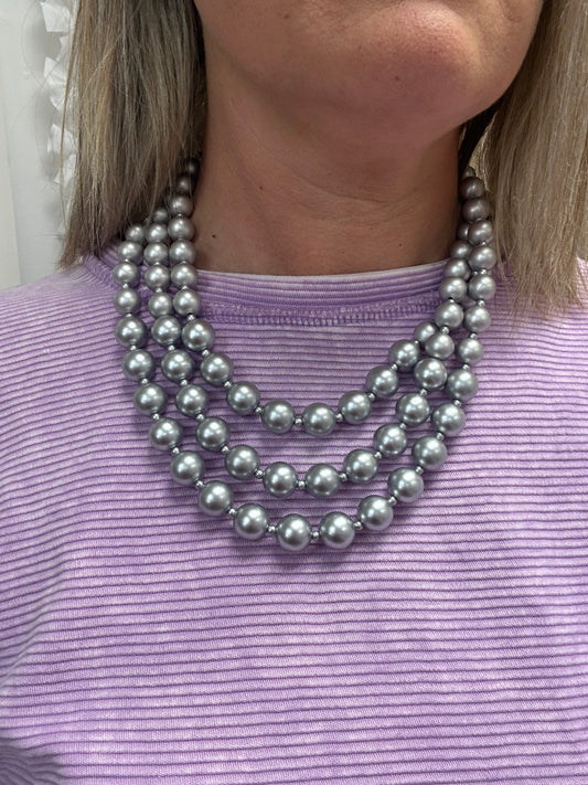 Matte Silver Beaded Necklace