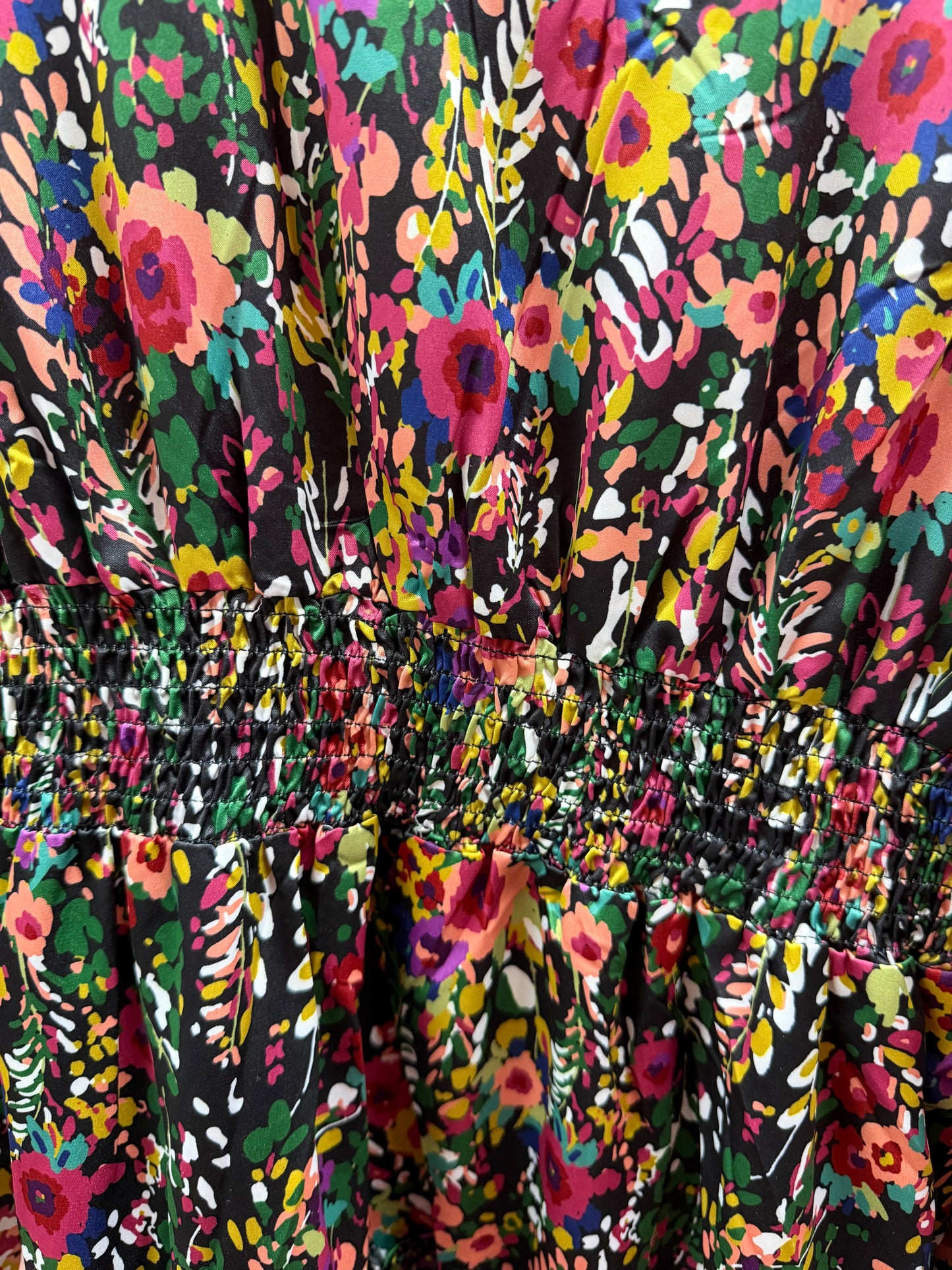 Satin Floral Ruffle Dress