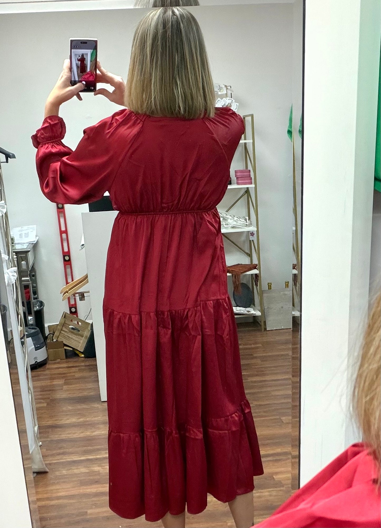 Satin Tiered Maxi Dress