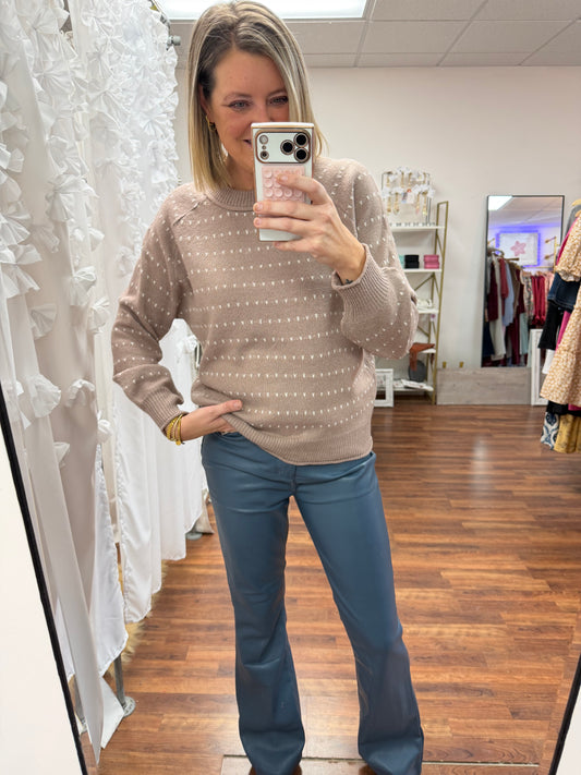Taupe Dotted Stripe Sweater