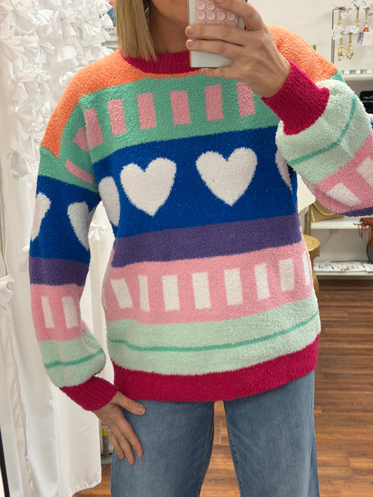 Fuzzy Heart Sweater
