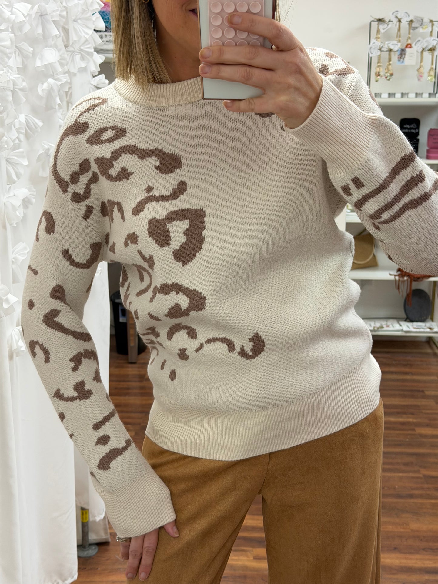 Cream Leopard Sweater