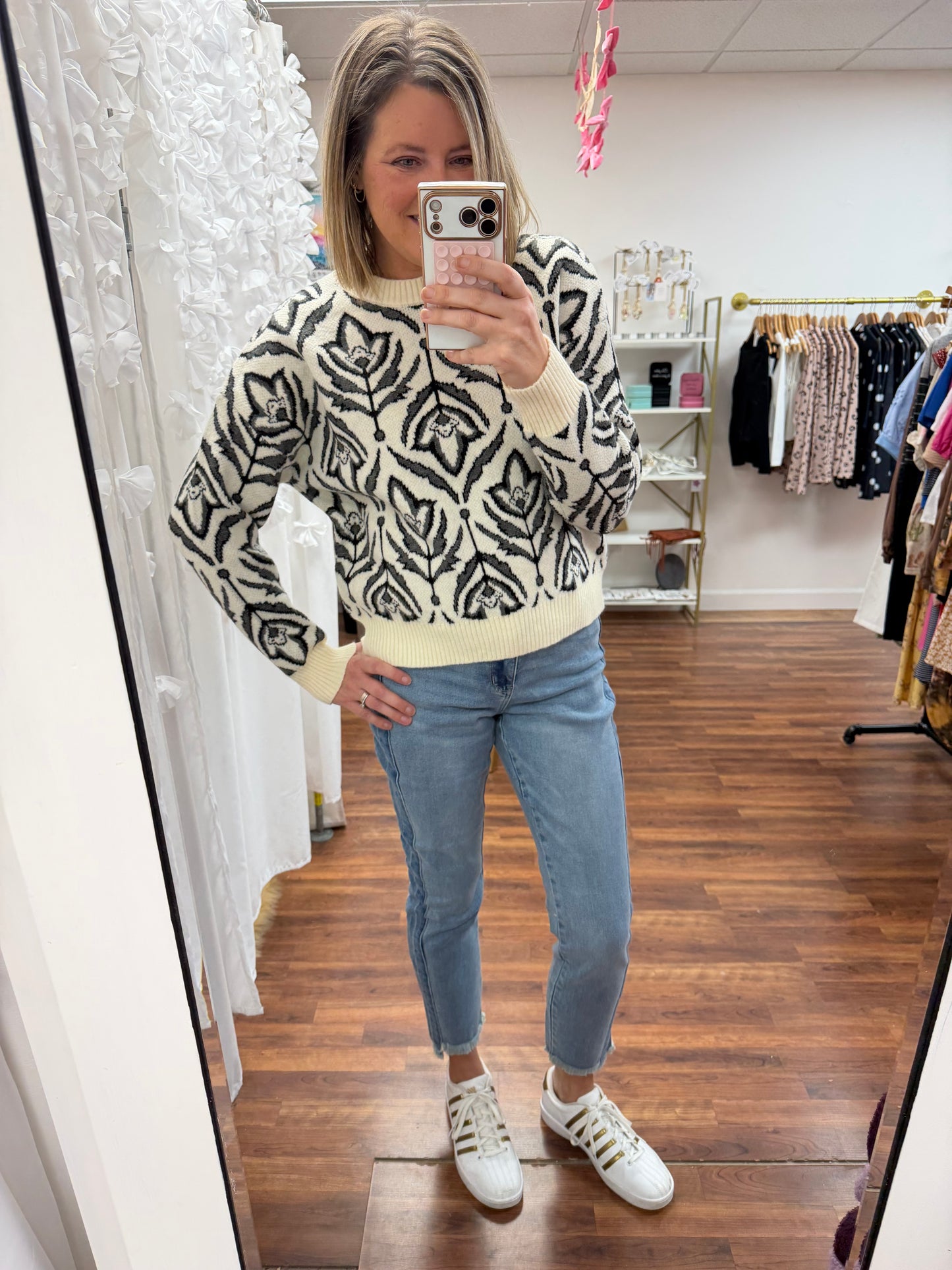 Black Floral Sweater