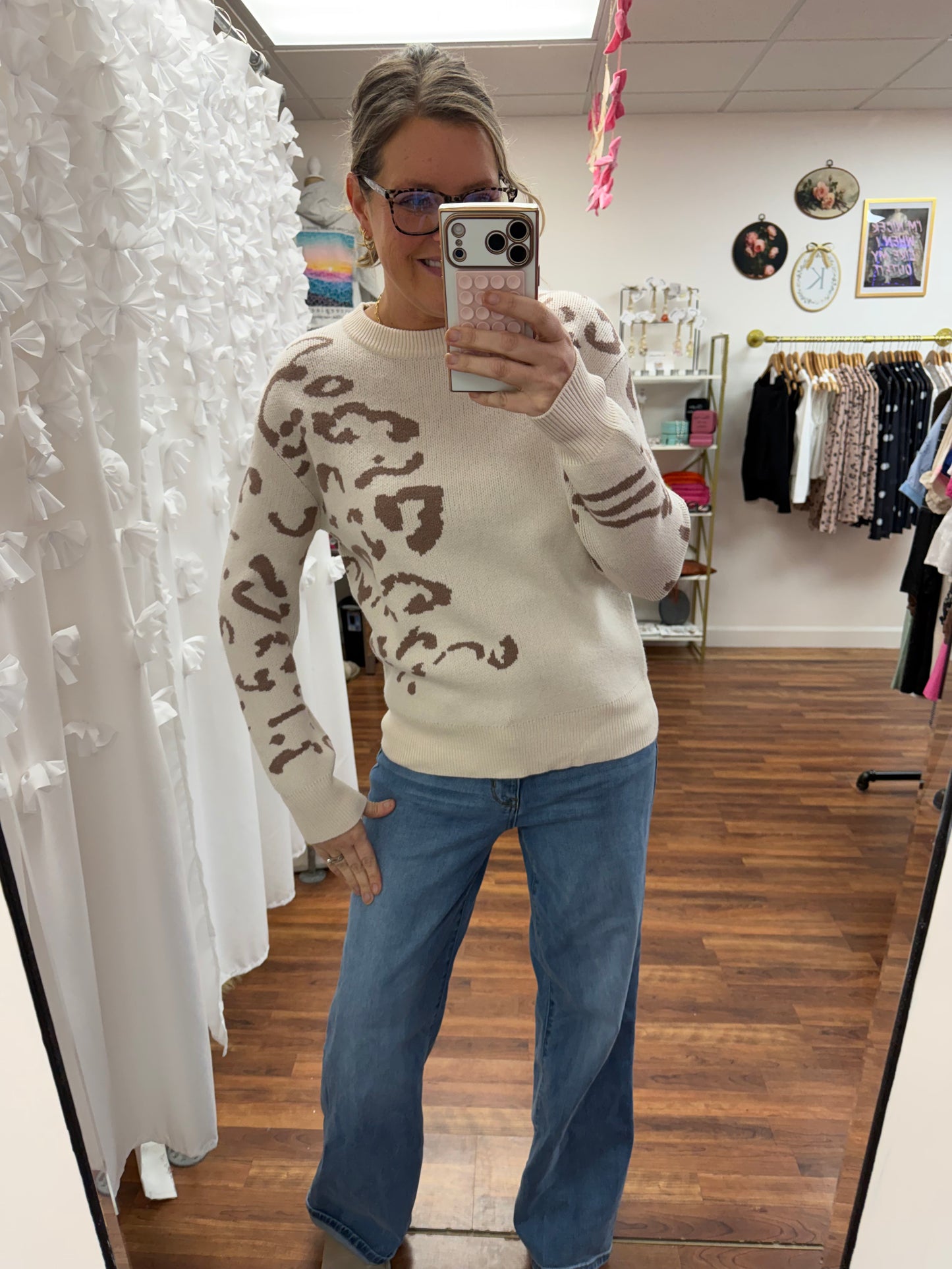 Cream Leopard Sweater