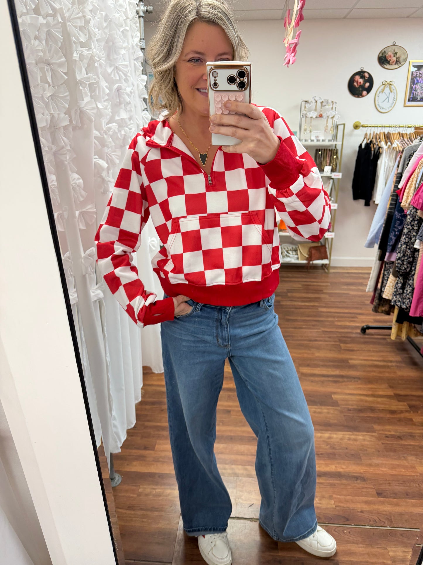 Red Checkered Lounge Set