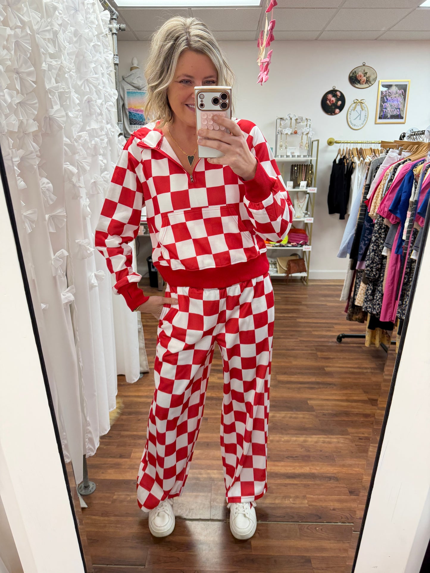 Red Checkered Lounge Set