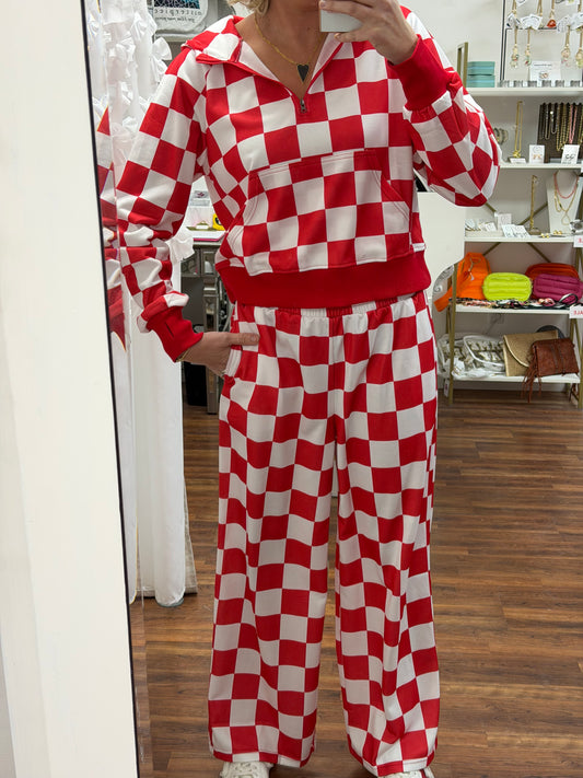 Red Checkered Lounge Set