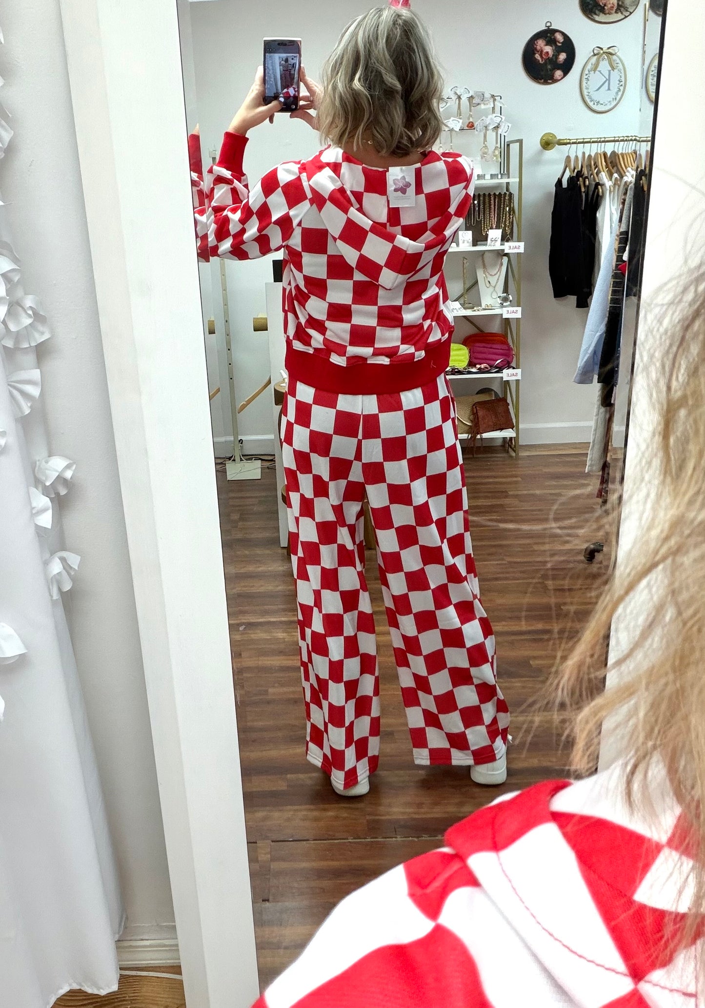 Red Checkered Lounge Set