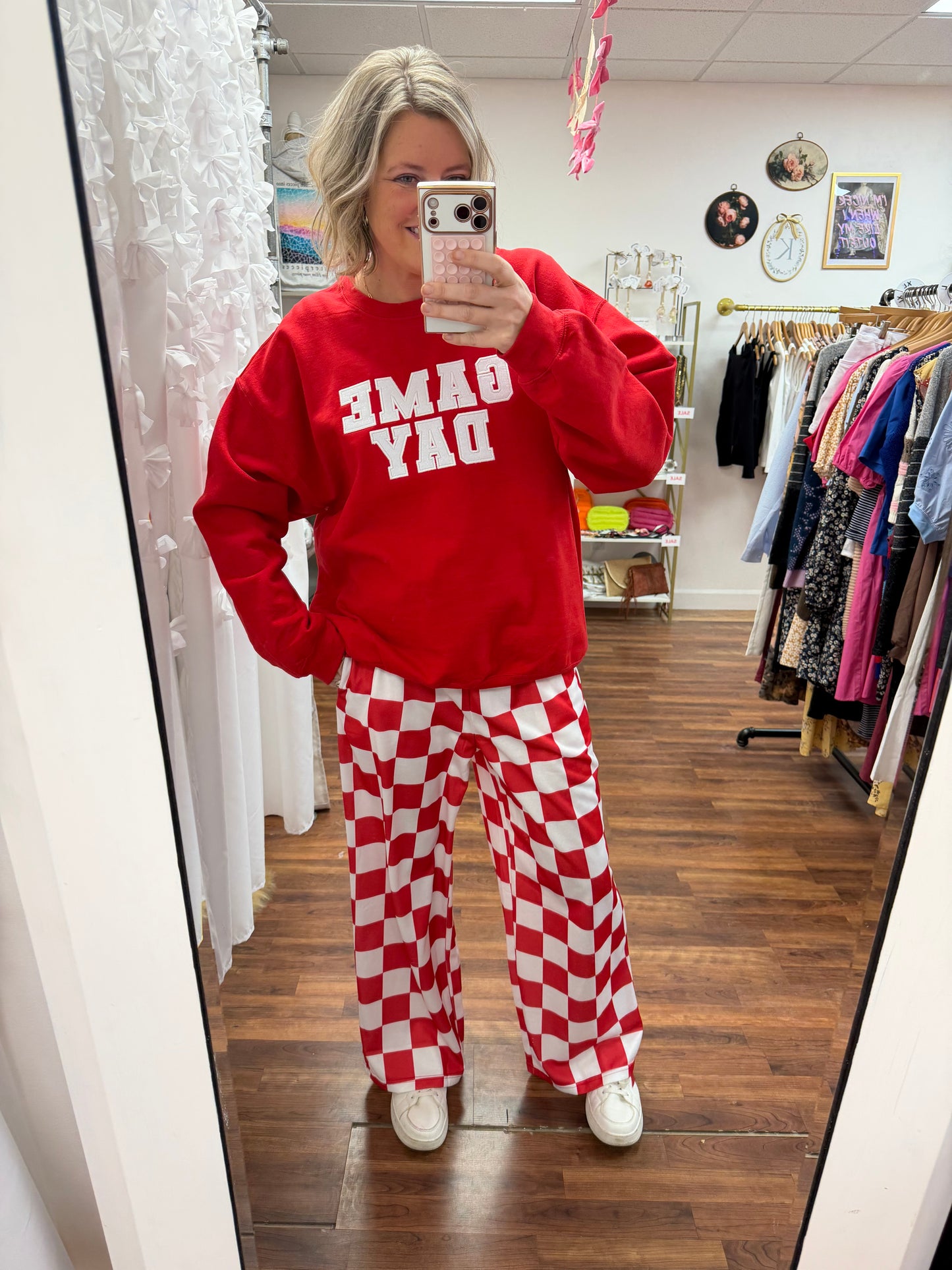Red Checkered Lounge Set