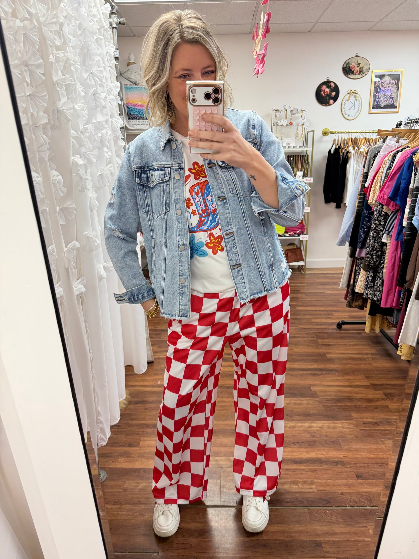 Red Checkered Lounge Set