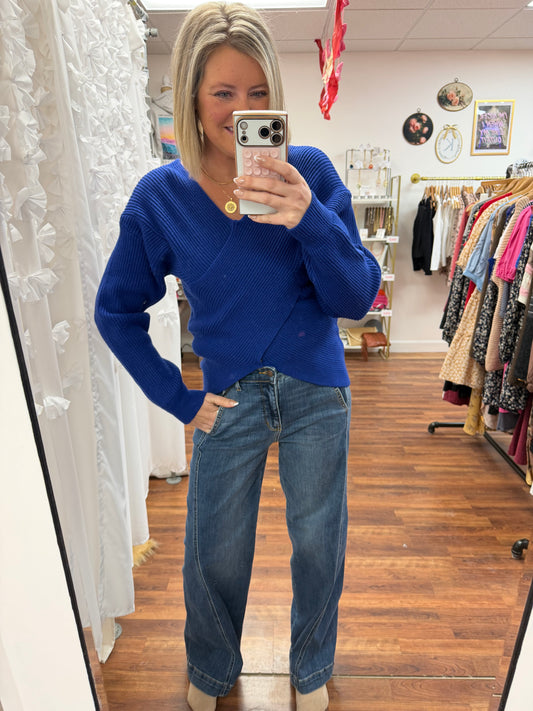 Crossover Sweater Blue