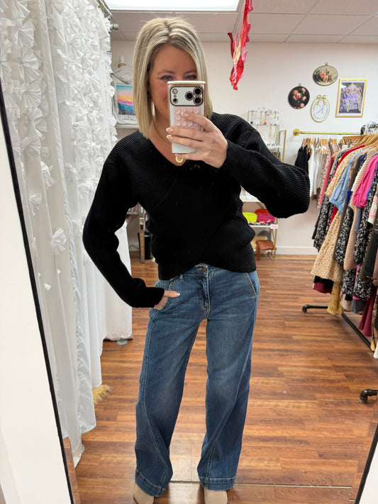 Crossover Sweater Black