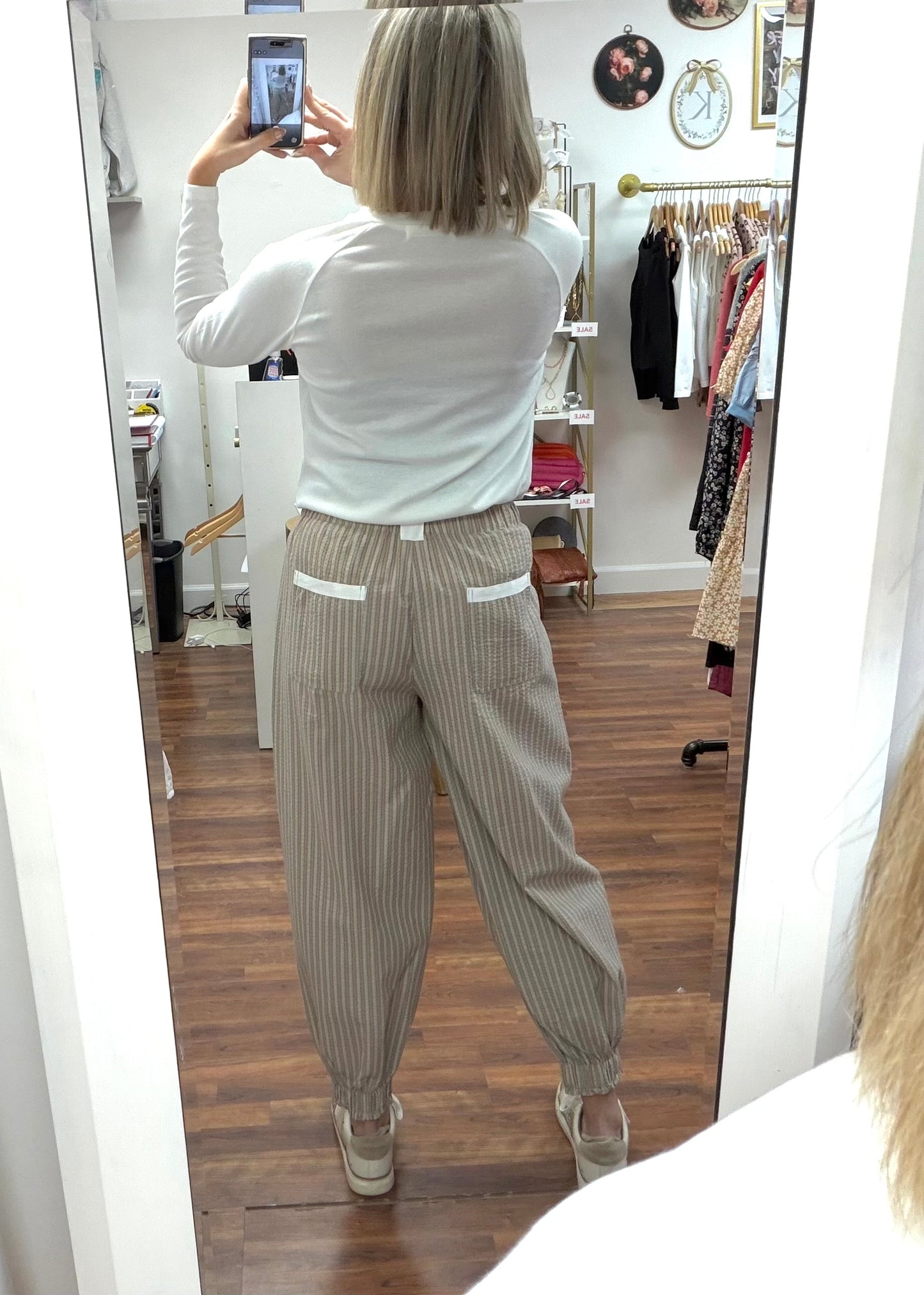 Brown Stripe Seersucker Pants