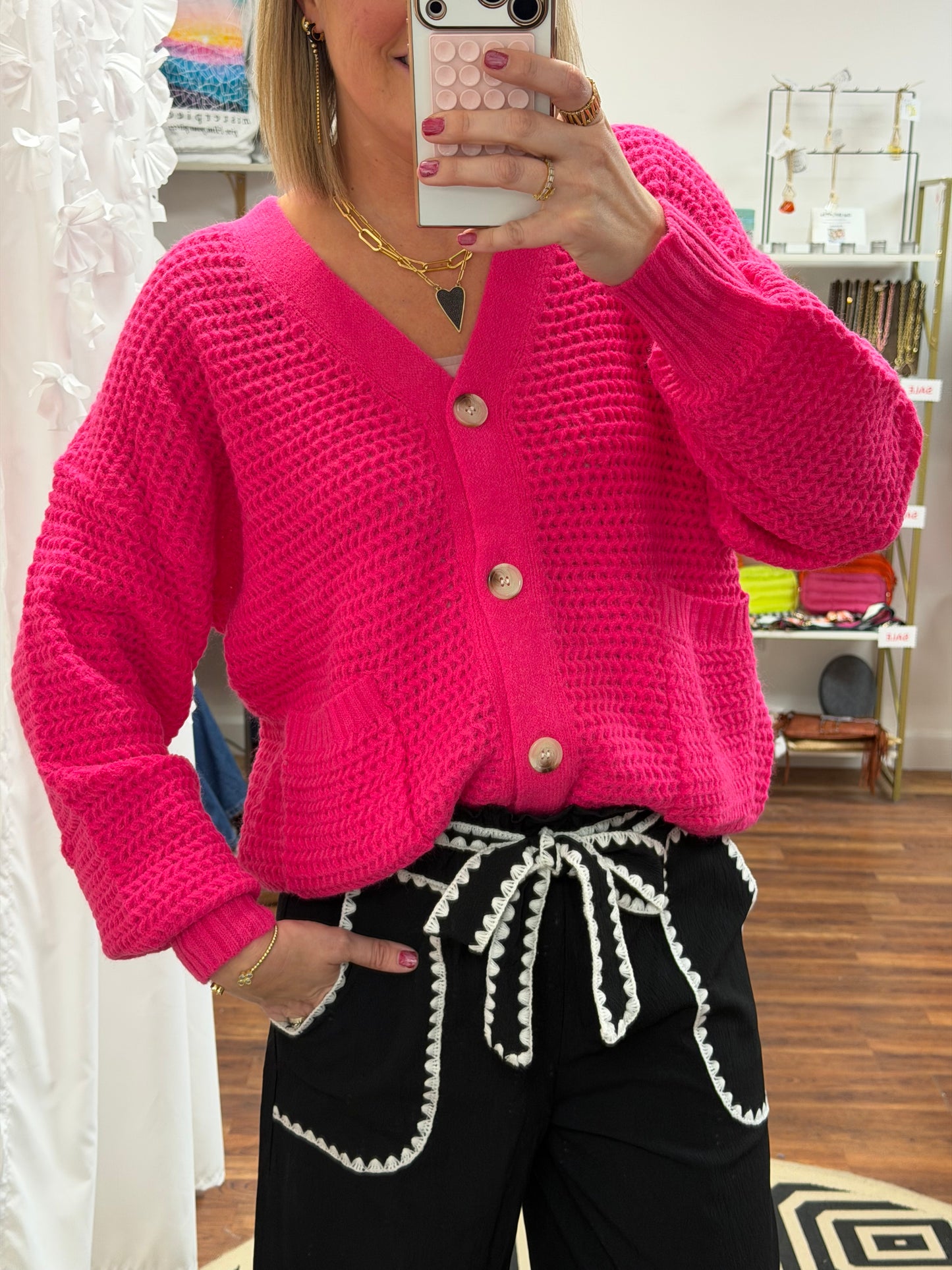 Pink Knit Cardigan