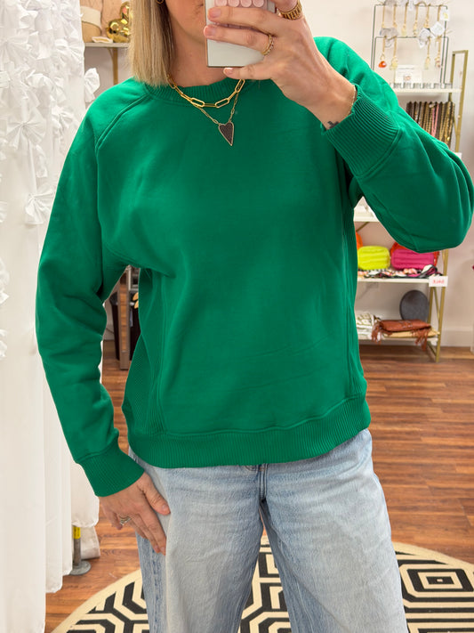 Green Ribbed Sweatshirt