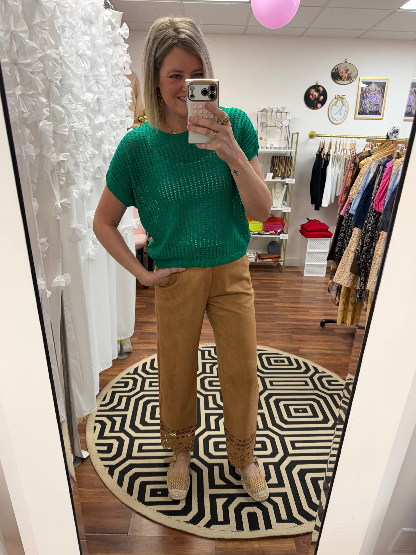 Crochet Green Knit Top