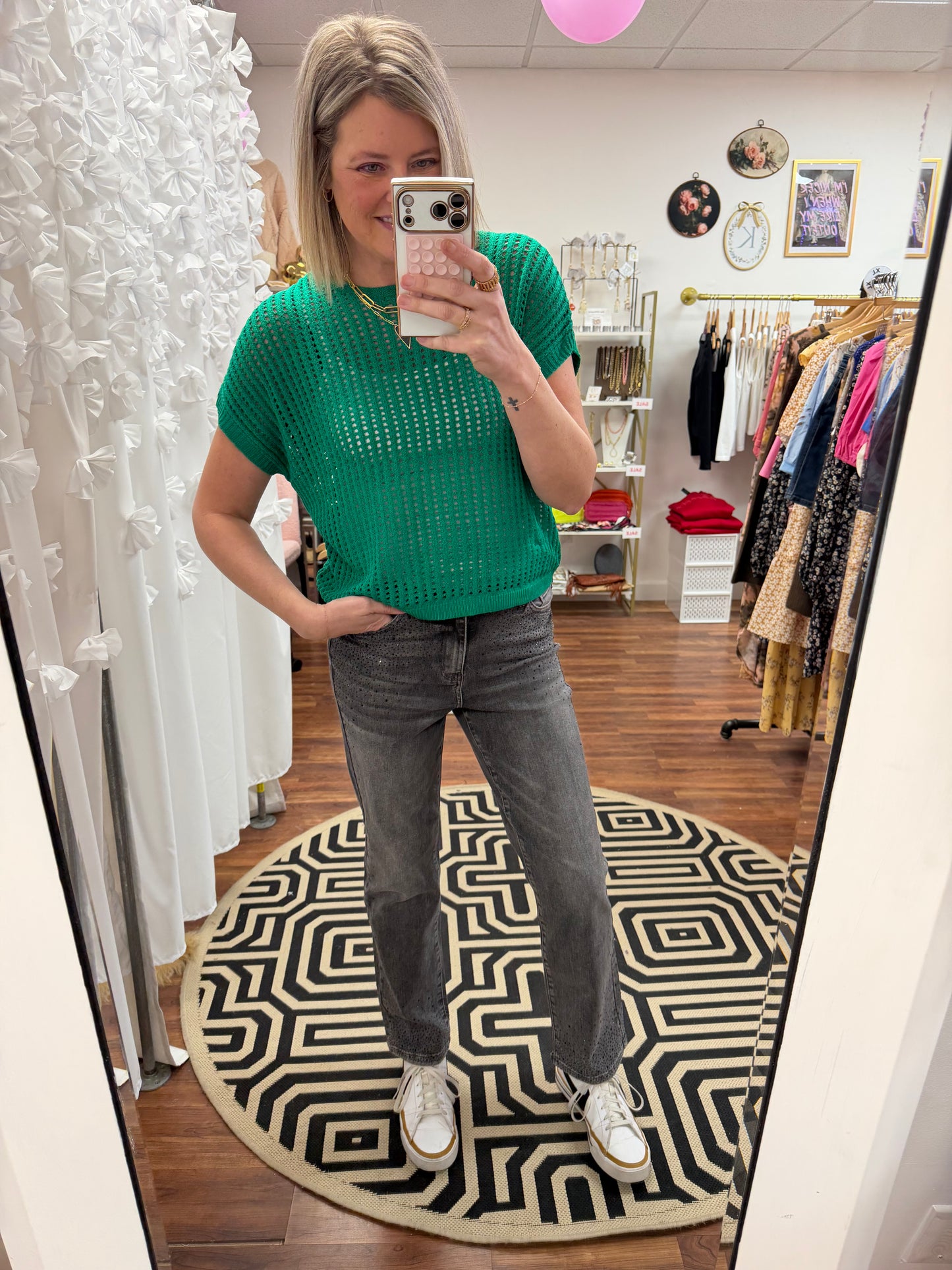 Crochet Green Knit Top