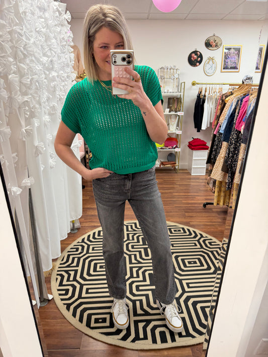 Crochet Green Knit Top