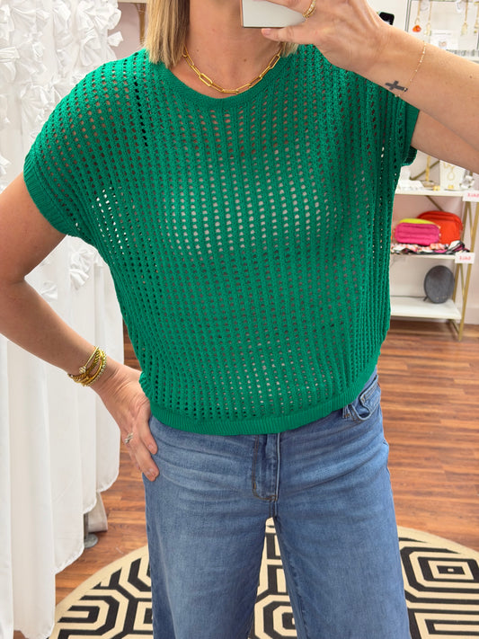 Crochet Green Knit Top