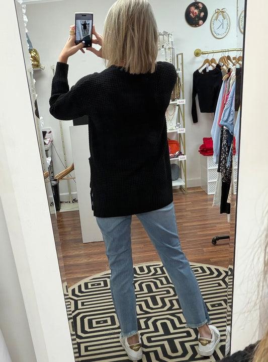 Black Waffle Cardigan