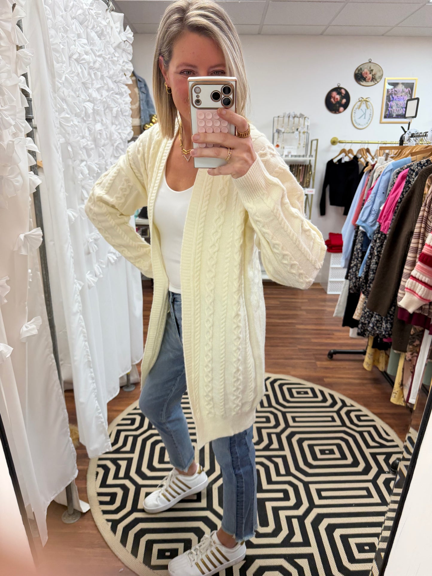 Cream Cable Knit Cardigan