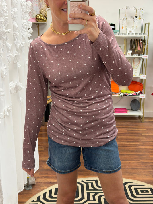 Boat Neck Polka Dot Top