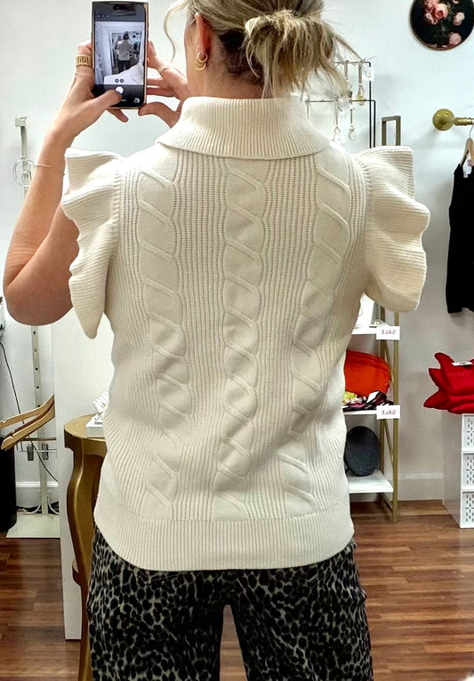 Cable Knit Ruffle Sleeve