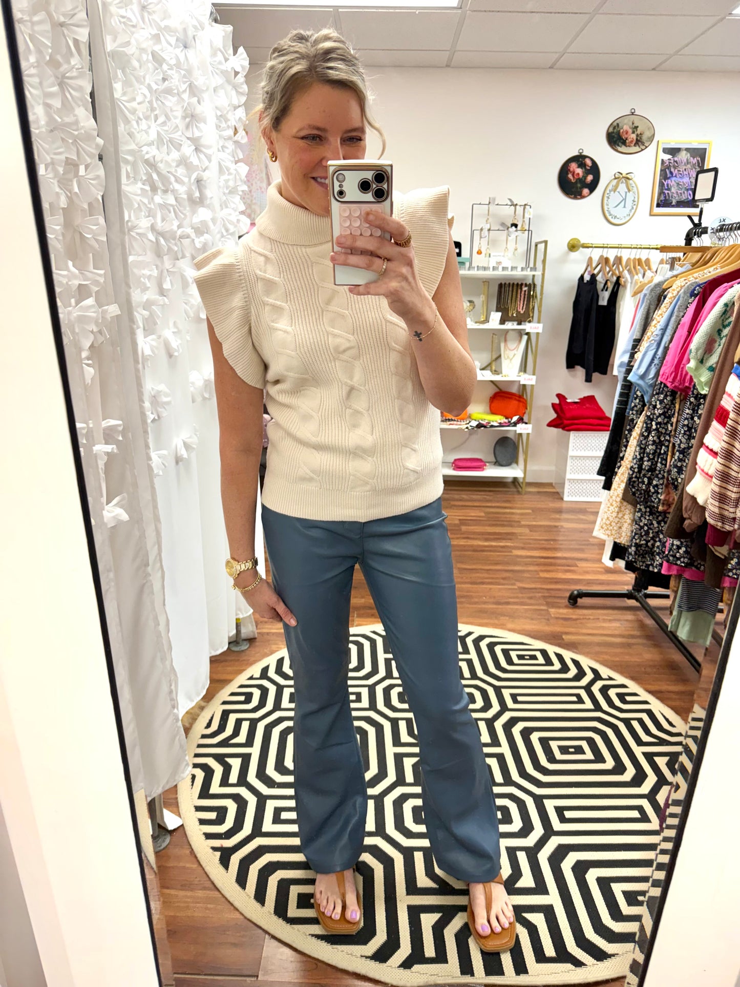 Cable Knit Ruffle Sleeve
