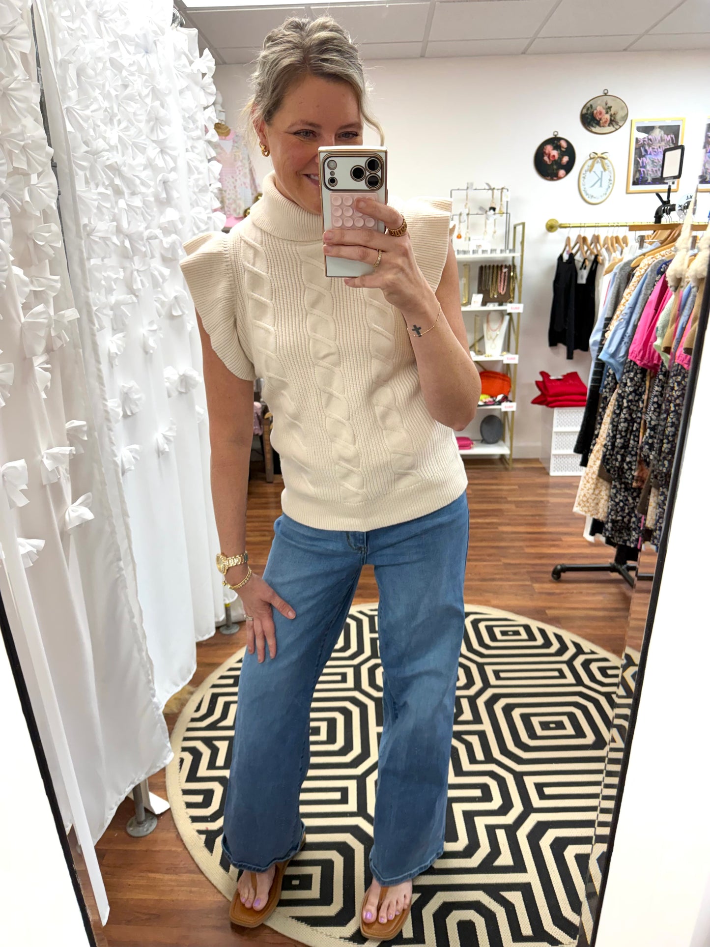 Cable Knit Ruffle Sleeve