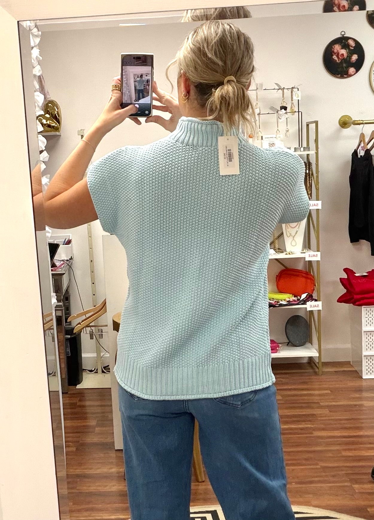 High Neck Bat Sleeve Top