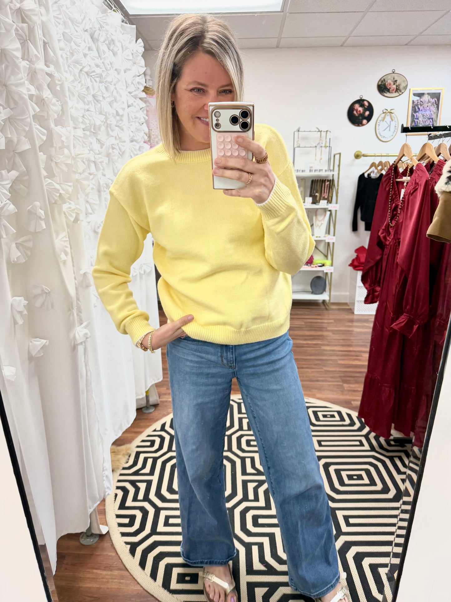 Yellow Bow Back Sweater