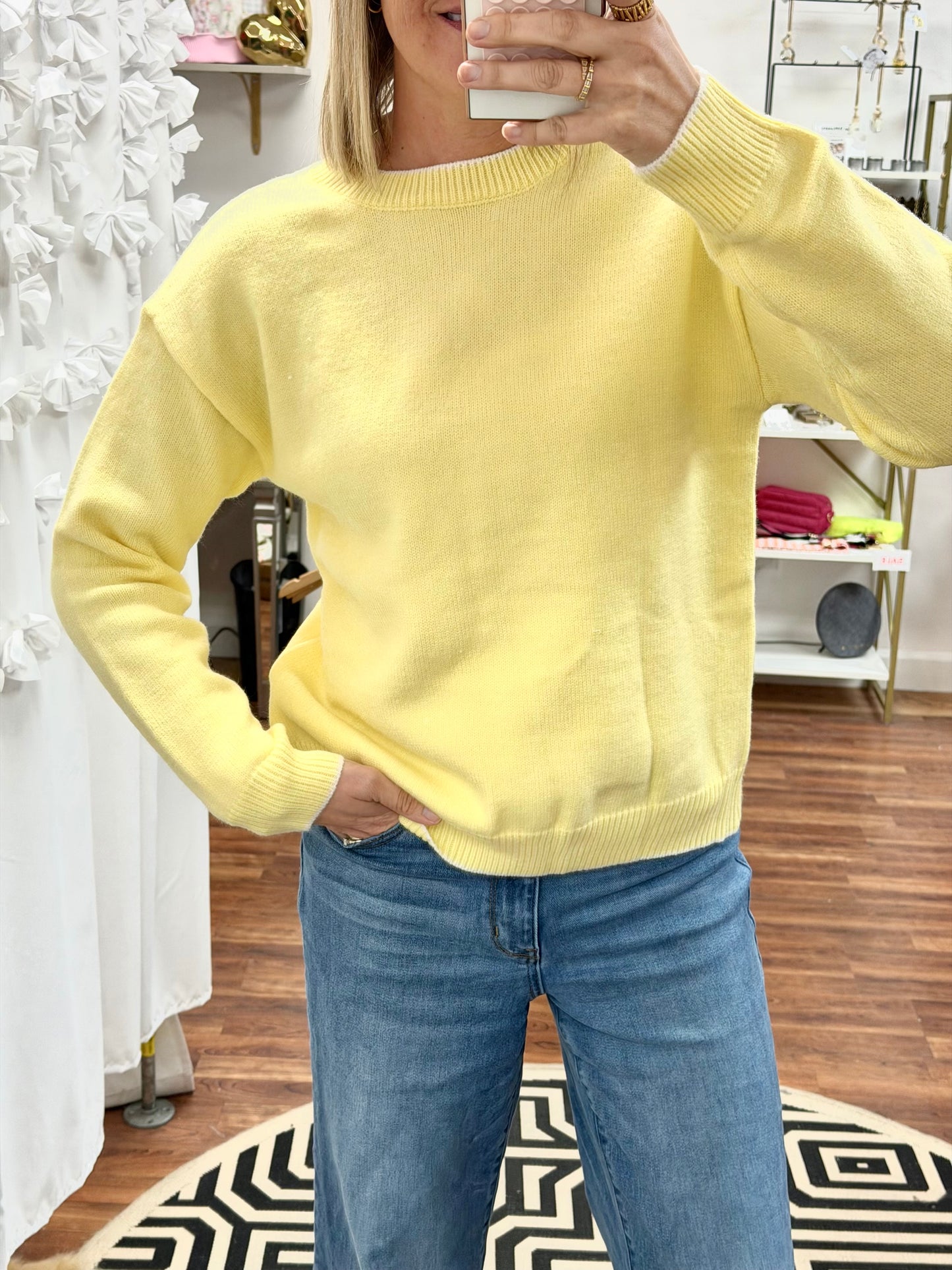 Yellow Bow Back Sweater