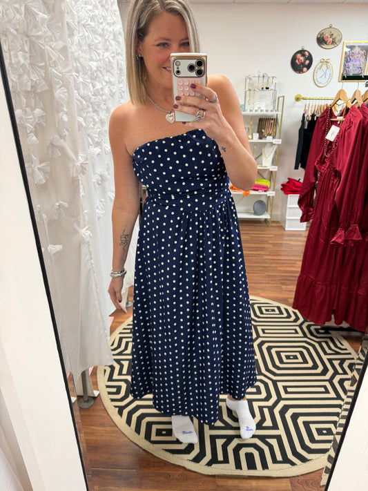 Polka Dot Strapless Dress