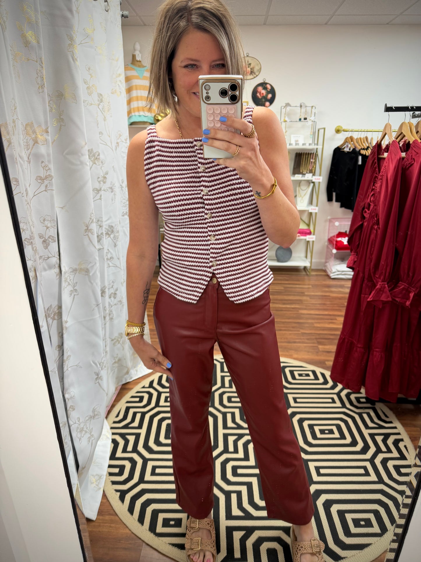 Stripe Button Down Tank